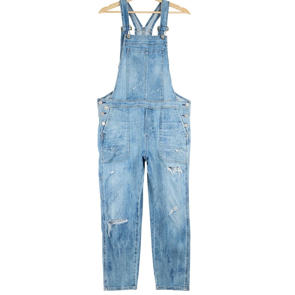 Citizens of Humanity Womens Distressed Denim Overalls Light Wash Style M